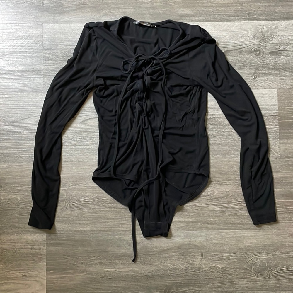 Black lace up bodysuit